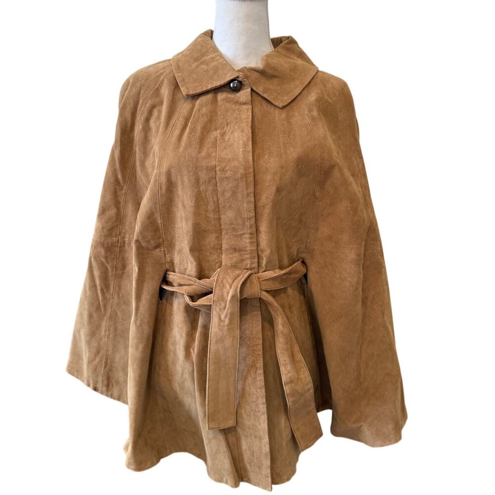 Vintage Suede Belted Cape Tan